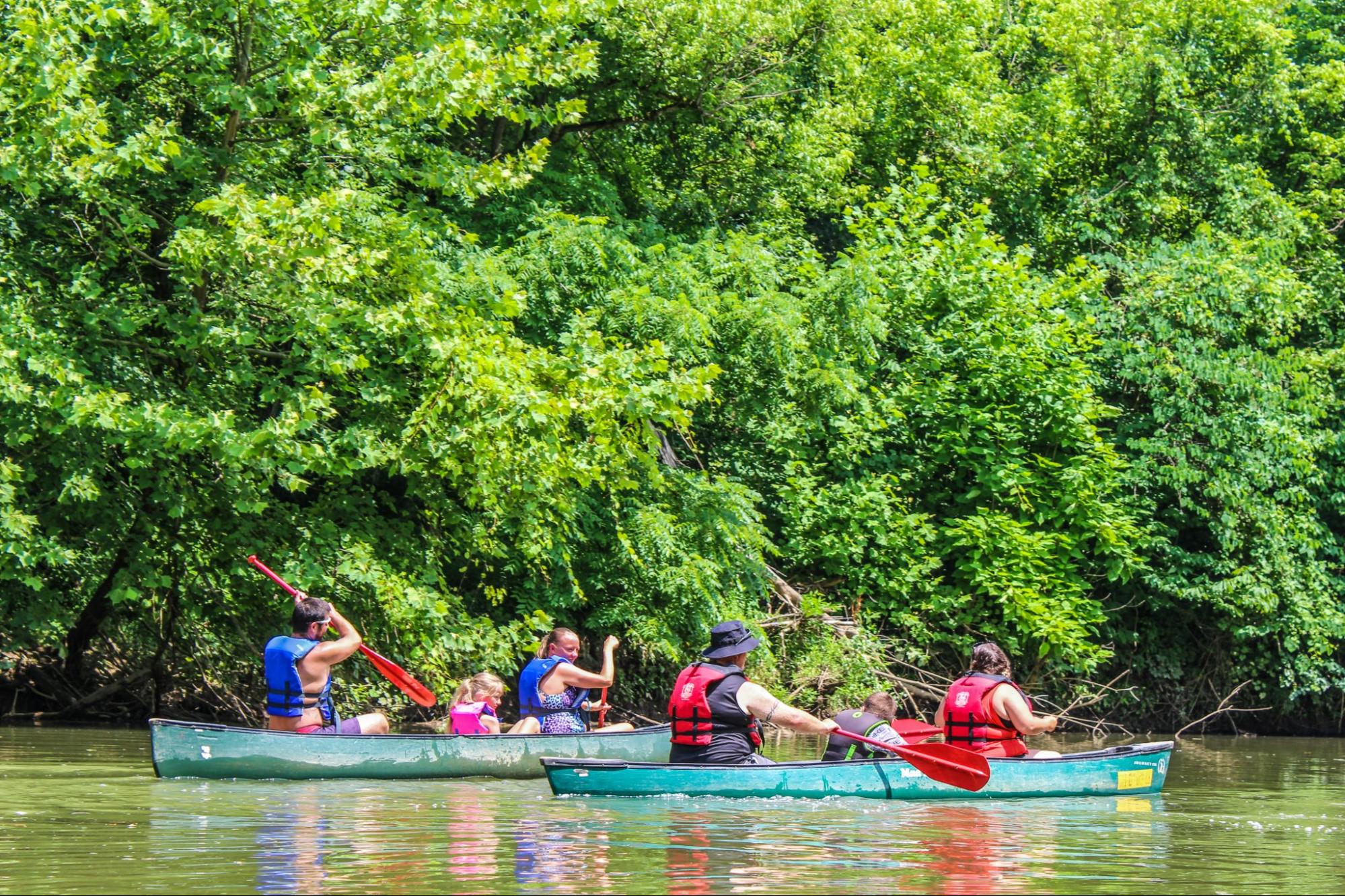 people canoeing on the Hocking River